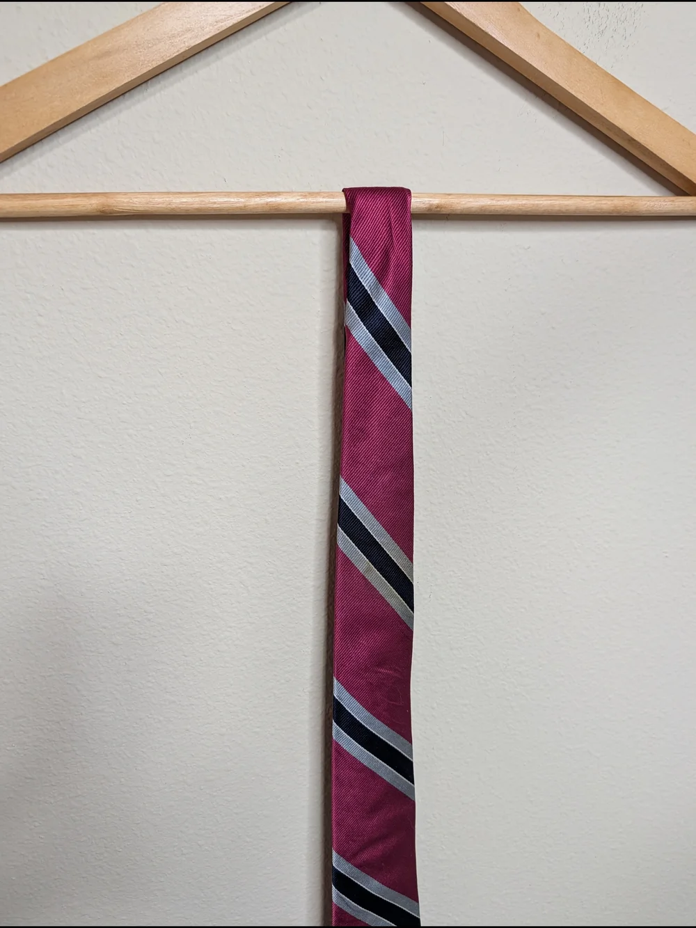 Christian Dior‎ Tie Red Navy Gray Regimental Stripe All Silk Made in USA Vintage